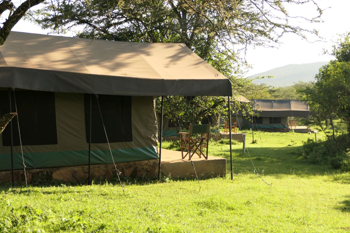 Safari-Zelte in freier Natur mit Terrasse
